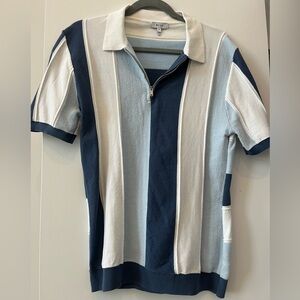 Reiss Colorblocked Quarter Zip Polo - Medium